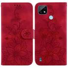 For Realme C21 Lily Embossed Leather Phone Case(Red) - 1