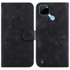 For Realme C21Y Lily Embossed Leather Phone Case(Black) - 1