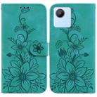 For Realme C30 / C30s / Narzo 50i Lily Embossed Leather Phone Case(Green) - 1