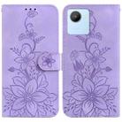 For Realme C30 / C30s / Narzo 50i Lily Embossed Leather Phone Case(Purple) - 1