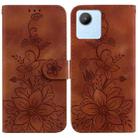 For Realme C30 / C30s / Narzo 50i Lily Embossed Leather Phone Case(Brown) - 1