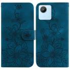 For Realme C30 / C30s / Narzo 50i Lily Embossed Leather Phone Case(Dark Blue) - 1