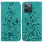For Realme C31 Lily Embossed Leather Phone Case(Green) - 1