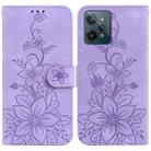 For Realme C31 Lily Embossed Leather Phone Case(Purple) - 1