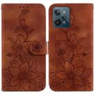 For Realme C31 Lily Embossed Leather Phone Case(Brown) - 1