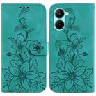 For Realme C33 Lily Embossed Leather Phone Case(Green) - 1