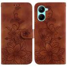 For Realme C33 Lily Embossed Leather Phone Case(Brown) - 1
