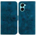 For Realme C33 Lily Embossed Leather Phone Case(Dark Blue) - 1