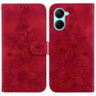 For Realme C33 Lily Embossed Leather Phone Case(Red) - 1