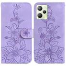 For Realme C35 Lily Embossed Leather Phone Case(Purple) - 1