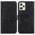 For Realme C35 Lily Embossed Leather Phone Case(Black) - 1