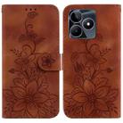 For Realme C53 / Narzo N53 Lily Embossed Leather Phone Case(Brown) - 1