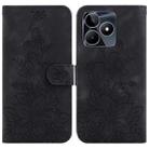 For Realme C53 / Narzo N53 Lily Embossed Leather Phone Case(Black) - 1