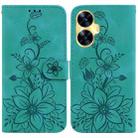 For Realme C55 Lily Embossed Leather Phone Case(Green) - 1