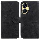 For Realme C55 Lily Embossed Leather Phone Case(Black) - 1