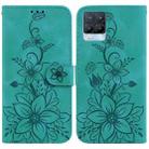 For Realme 8 / 8 Pro Lily Embossed Leather Phone Case(Green) - 1