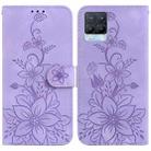 For Realme 8 / 8 Pro Lily Embossed Leather Phone Case(Purple) - 1