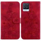 For Realme 8 / 8 Pro Lily Embossed Leather Phone Case(Red) - 1