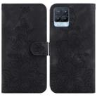 For Realme 8 / 8 Pro Lily Embossed Leather Phone Case(Black) - 1