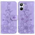 For Realme 10 4G Lily Embossed Leather Phone Case(Purple) - 1