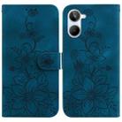 For Realme 10 4G Lily Embossed Leather Phone Case(Dark Blue) - 1