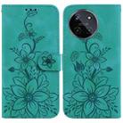 For Realme 11 4G Global Lily Embossed Leather Phone Case(Green) - 1