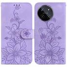 For Realme 11 4G Global Lily Embossed Leather Phone Case(Purple) - 1