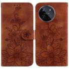 For Realme 11 4G Global Lily Embossed Leather Phone Case(Brown) - 1