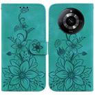 For Realme 11 5G/Narzo 60 India Version Lily Embossed Leather Phone Case(Green) - 1