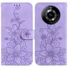 For Realme 11 5G/Narzo 60 India Version Lily Embossed Leather Phone Case(Purple) - 1