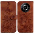 For Realme 11 5G/Narzo 60 India Version Lily Embossed Leather Phone Case(Brown) - 1