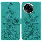 For Realme 11 5G Global Lily Embossed Leather Phone Case(Green) - 1