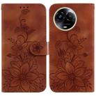 For Realme 11 5G Global Lily Embossed Leather Phone Case(Brown) - 1