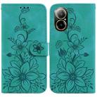 For Realme C67 4G Global Lily Embossed Leather Phone Case(Green) - 1