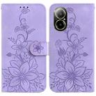 For Realme C67 4G Global Lily Embossed Leather Phone Case(Purple) - 1