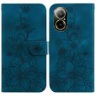 For Realme C67 4G Global Lily Embossed Leather Phone Case(Dark Blue) - 1