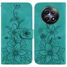 For Realme 12 5G Lily Embossed Leather Phone Case(Green) - 1