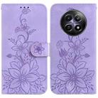 For Realme 12 5G Lily Embossed Leather Phone Case(Purple) - 1