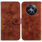 For Realme 12 5G Lily Embossed Leather Phone Case(Brown) - 1