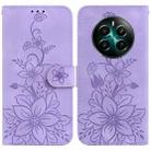 For Realme 12+ Lily Embossed Leather Phone Case(Purple) - 1