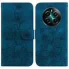 For Realme 12+ Lily Embossed Leather Phone Case(Dark Blue) - 1