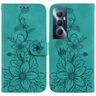 For Realme C65 4G Lily Embossed Leather Phone Case(Green) - 1