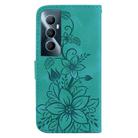 For Realme C65 4G Lily Embossed Leather Phone Case(Green) - 3