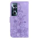 For Realme C65 4G Lily Embossed Leather Phone Case(Purple) - 3