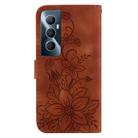 For Realme C65 4G Lily Embossed Leather Phone Case(Brown) - 3