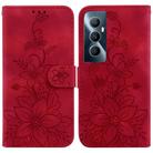 For Realme C65 4G Lily Embossed Leather Phone Case(Red) - 1