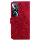 For Realme C65 4G Lily Embossed Leather Phone Case(Red) - 3