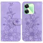 For Realme C61 / C63 / Note 60 Lily Embossed Leather Phone Case(Purple) - 1