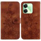 For Realme C61 / C63 / Note 60 Lily Embossed Leather Phone Case(Brown) - 1