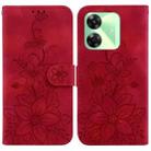 For Realme C61 / C63 / Note 60 Lily Embossed Leather Phone Case(Red) - 1